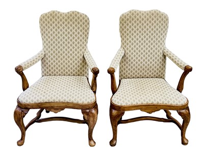 Lot 3227 - A George I elm elbow chair, with upholstered...