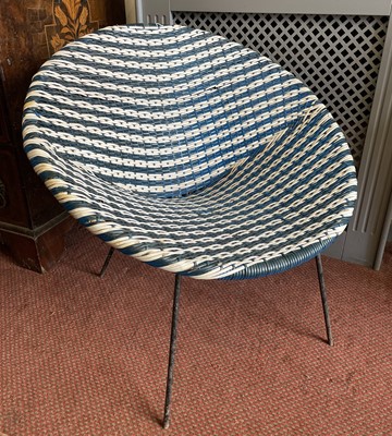 Lot 3149 - A mid century blue and white rattan...