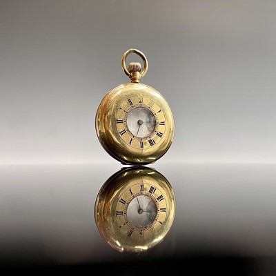 Lot 4 - A Benson 18ct gold half-hunter cased keyless...