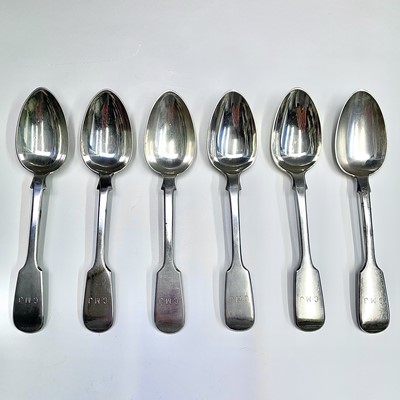Lot 101 - A set of three Exeter plain fiddle dessert...