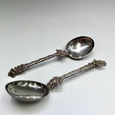 Lot 54 - Two ornate Indian silver spoons 19cm 144.3gm