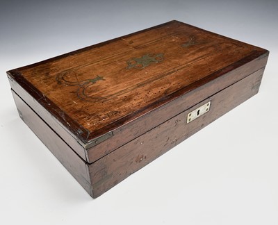 Lot 364 - A Victorian mahogany brass bound inlaid hinge...