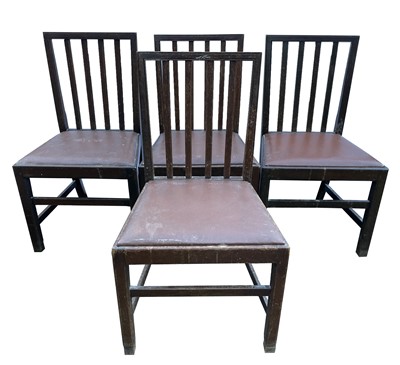 Lot 3247 - A set of four Air Ministry oak dining chairs,...