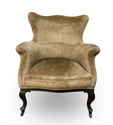 Lot 3252 - An Edwardian upholstered tub armchair, with...