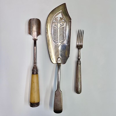 Lot 58 - A late Victorian silver cheese scoop with...