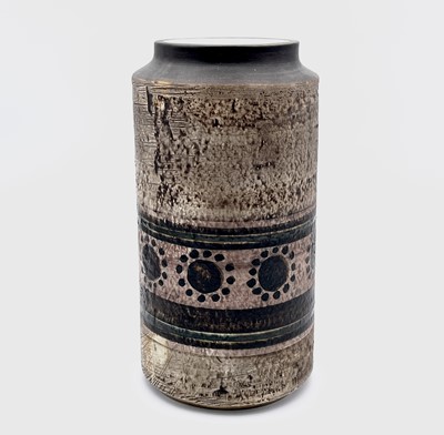 Lot 245 - An early Troika pottery cylindrical vase with...