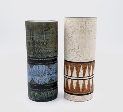 Lot 242 - Two Troika pottery small cylindrical vases,...