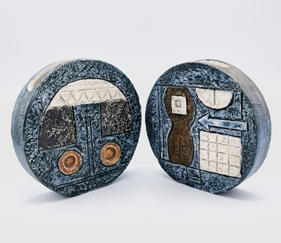 Lot 243 - Two Troika pottery small wheel vases, both...