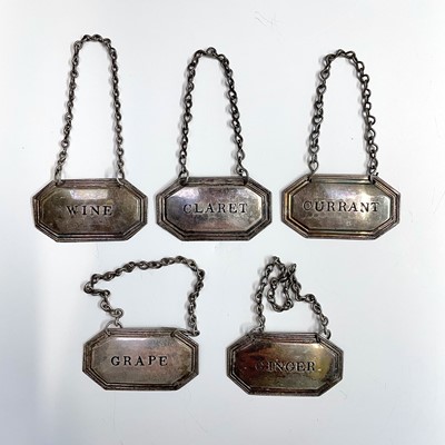 Lot 50 - A set of five Georgian wine labels with black...