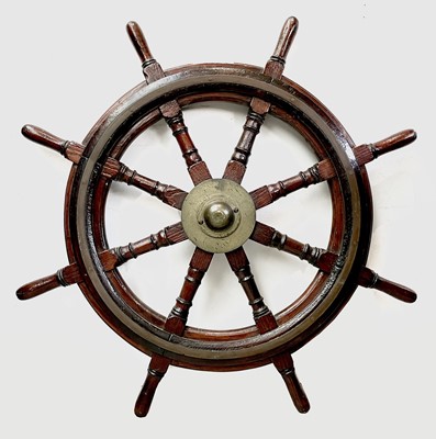 Lot 258 - An oak, hardwood and brass mounted Ship's...