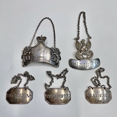 Lot 81 - Three silver labels by John Shekleton?...