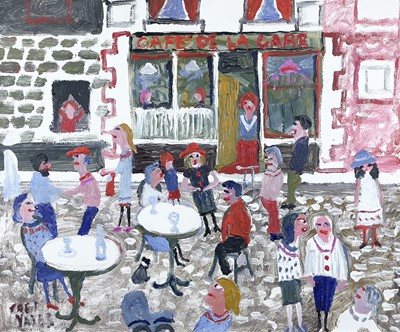 Lot 129 - Fred YATES (1922-2008) Cafe De La Gare Acrylic...