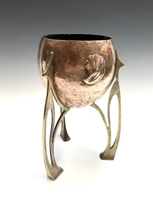 Lot 268 - An Art Nouveau Jugendstil copper and brass...