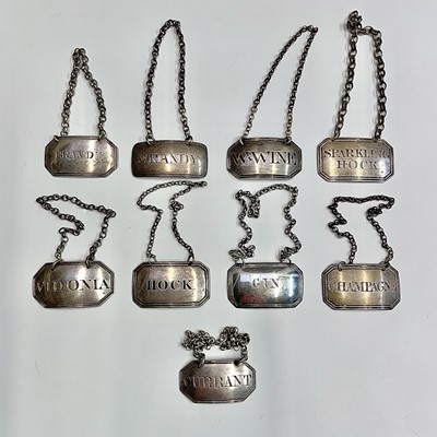Lot 117 - Nine Georgian silver labels 2.33oz