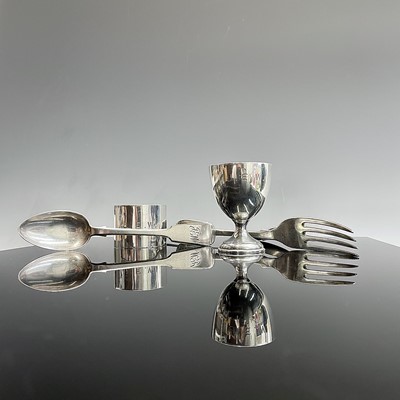 Lot 127 - A pair of Exeter silver spoons, a plain silver...