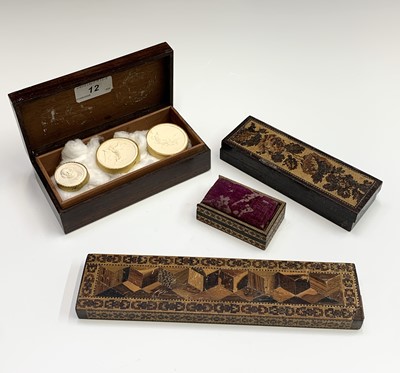 Lot 187 - A Victorian Tunbridge ware box and cover, the...