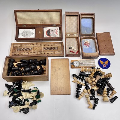 Lot 269 - A Victorian inlaid cribbage box, two further...