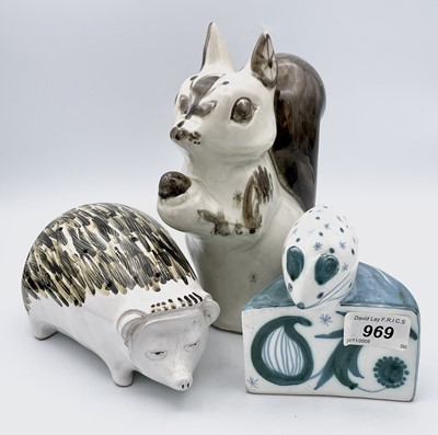 Lot 1067 - Three Rye pottery animal figures including a...