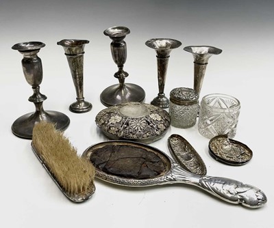 Lot 66 - Three filled silver spills 13cm, two Edwardian...