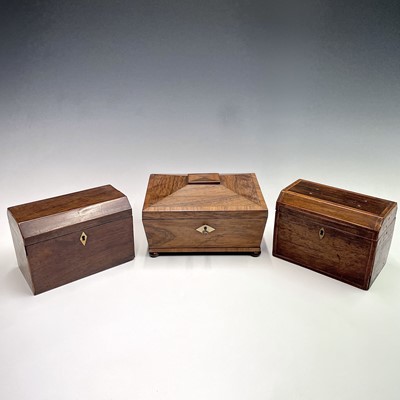Lot 276 - A late Regency rosewood tea caddy, the...