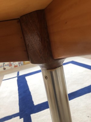 Lot 287 - A retro 1960/70's teak and walnut dining suite,...