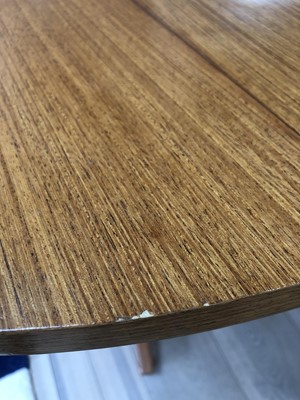 Lot 287 - A retro 1960/70's teak and walnut dining suite,...