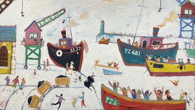 Lot 194 - Simeon STAFFORD (1956) Penzance Harbour Oil on...