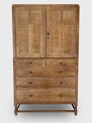Lot 284 - A Heal's Arts & Crafts limed oak linen press,...