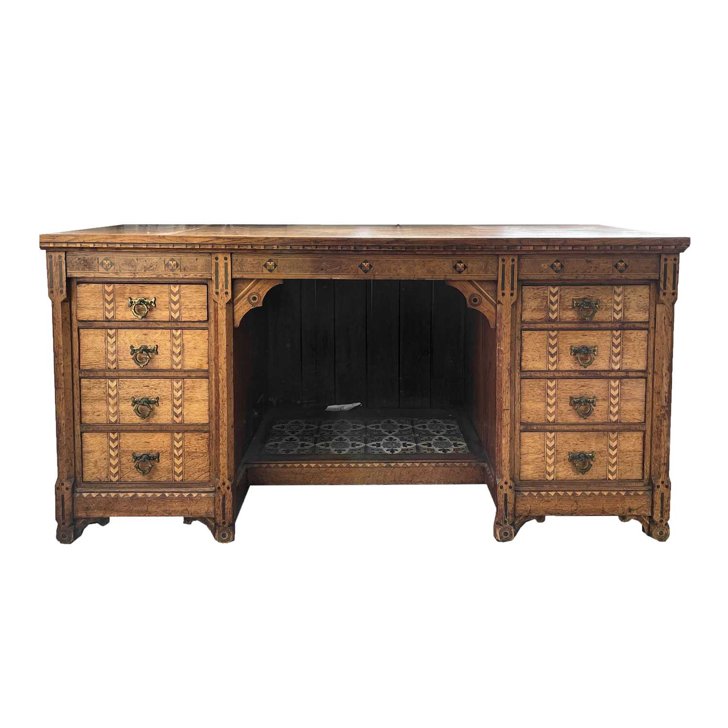 Lot 3206 - A Victorian Gothic revival oak ebony and...