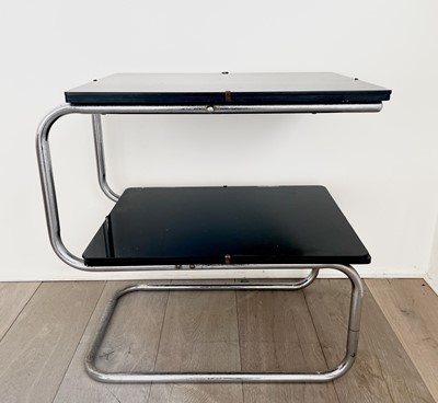 Lot 298 - An Art Deco chrome and flint glass two tier...