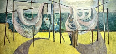 Lot 78 - Rosina ROGERS (1918-2011) Fishing Nets Oil on...