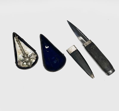 Lot 191 - A Scottish skean dhu, with carved black...
