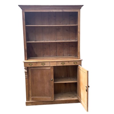 Lot 3095 - A pine kitchen dresser, circa 1900, with three...