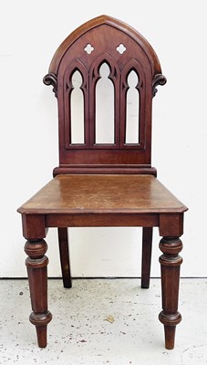 Lot 3142 - A Victorian mahogany hall chair, the back...
