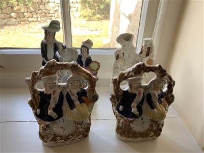 Lot 222 - A pair of Victorian flatback figural groups...
