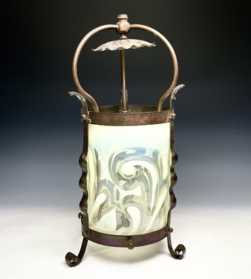 Lot 40 - An Arts & Crafts copper hanging hall lantern,...