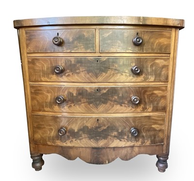 Lot 3157 - A Victorian mahogany bow front chest of...