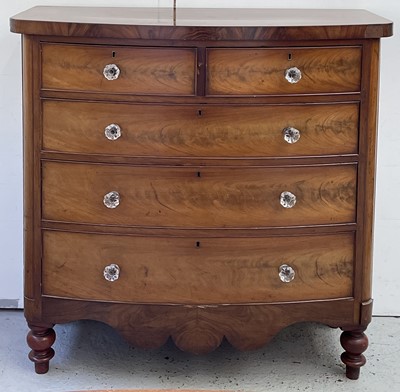 Lot 3221 - A Victorian mahogany bow front chest of two...