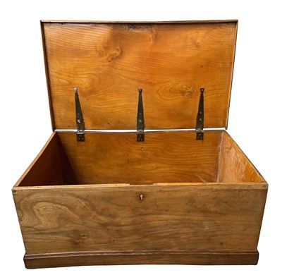 Lot 3205 - An elm blanket box with brass carry handles,...