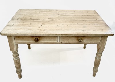 Lot 3225 - A late Victorian pine kitchen table, fitted...