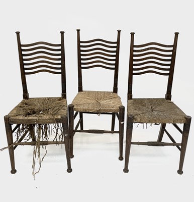 Lot 3216 - Four William Birch style oak dining chairs...
