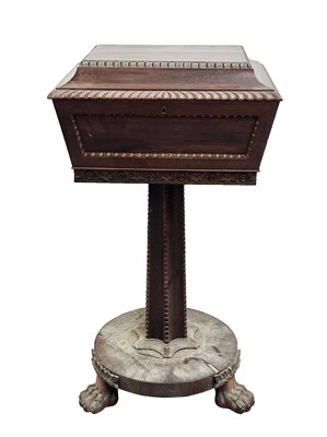 Lot 3218 - A William IV rosewood teapoy, the sarcophagus...
