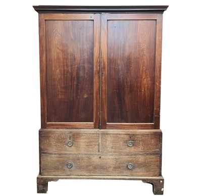 Lot 3236 - A George III mahogany linen press, the upper...