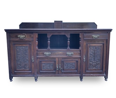 Lot 3242 - An Edwardian walnut sideboard, fitted with an...