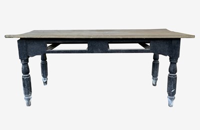 Lot 3245 - A Victorian pine scrub top kitchen table,...