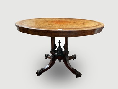 Lot 3272 - A Victorian burr walnut and inlaid oval loo...