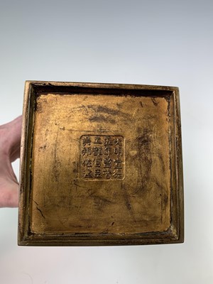 Lot 69 - A Chinese gilt bronze Gu-shaped vase, long...