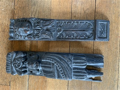 Lot 46 - A carved oak panel depicting a male figure...