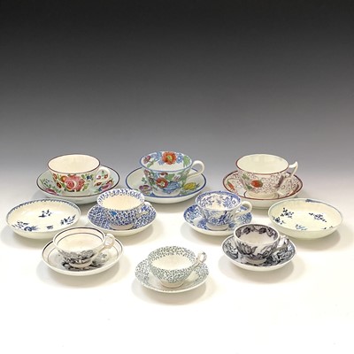 Lot 835 - A Cambrian pottery cup and saucer, over...