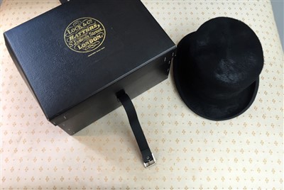 Lot 23 - A Fur felt top hat bearing label Lock & Co, St...